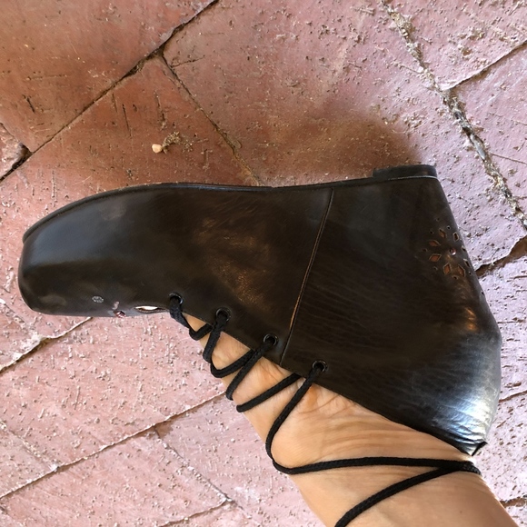 henry cuir flower leather wedges - Picture 2 of 8